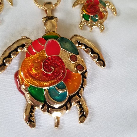 🐢🌻Colorful Turtle (Enamel) with Matching Earrings - NWOT🌻🐢 - Picture 4 of 12